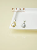 Yasu 925 Silver Crystal Pearl Drop Stud Earrings Wedding Jewelry