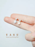 Yasu 925 Silver Crystal Pearl Drop Stud Earrings Wedding Jewelry