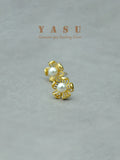 Yasu 925 Silver Flower Pearl Stud Earring 14k Plated