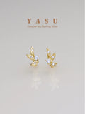 Yasu 925 Silver Branch Hoop Earrings For Women 14K Leaf Jewelry