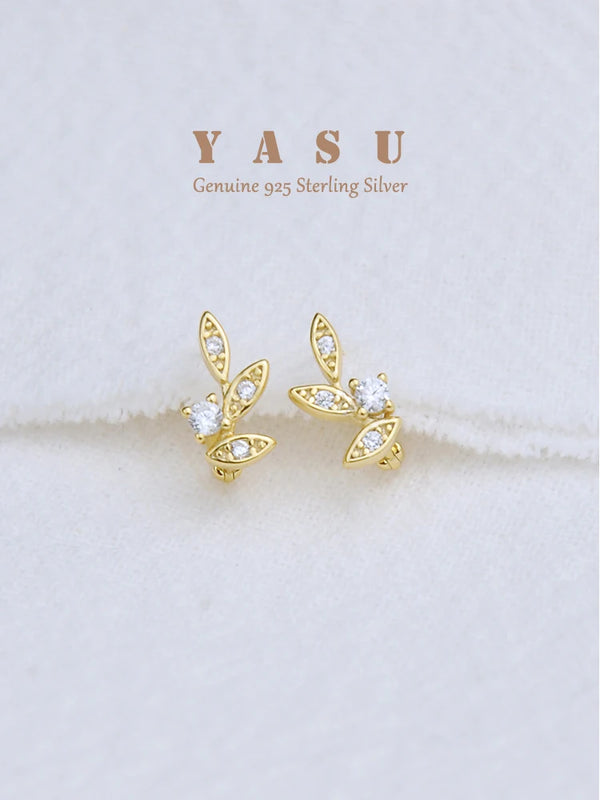 Yasu 925 Silver Branch Hoop Earrings For Women 14K Leaf Jewelry