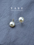 Yasu 925 Silver Pearl Earrings Round Stud Wedding Jewelry Gift
