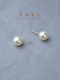 Yasu 925 Silver Pearl Earrings Round Stud Wedding Jewelry Gift