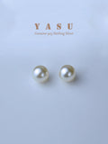 Yasu 925 Silver Pearl Earrings Round Stud Wedding Jewelry Gift