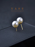 Yasu 925 Silver Pearl Earrings Round Stud Wedding Jewelry Gift