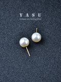 Yasu 925 Silver Pearl Earrings Round Stud Wedding Jewelry Gift