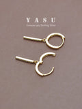 Yasu 925 Silver Hanging Earrings Vertical Drop for Women Hoops Wedding Jewelry