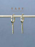 Yasu 925 Silver Hanging Earrings Vertical Drop for Women Hoops Wedding Jewelry