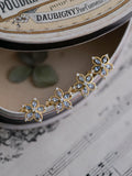 Yasu 925 Silver Japanese Crystal Flower Stud Earrings 14k Plated