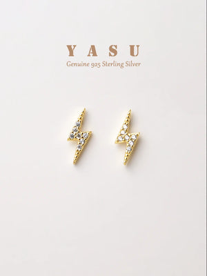 Yasu 925 Silver Diamond Lightning Stud Earrings For Girls Student