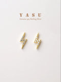 Yasu 925 Silver Diamond Lightning Stud Earrings For Girls Student