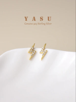 Yasu 925 Silver Diamond Lightning Stud Earrings For Girls Student