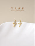 Yasu 925 Silver Diamond Lightning Stud Earrings For Girls Student
