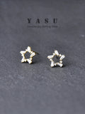 Yasu 925 Silver Zirconia Pentastar Stud Earrings Women Wedding Jewelry