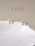 Yasu 925 Silver Zirconia Pentastar Stud Earrings Women Wedding Jewelry