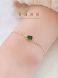 Yasu 925 Silver Emerald Bracelet 14K Plated Chain for Women