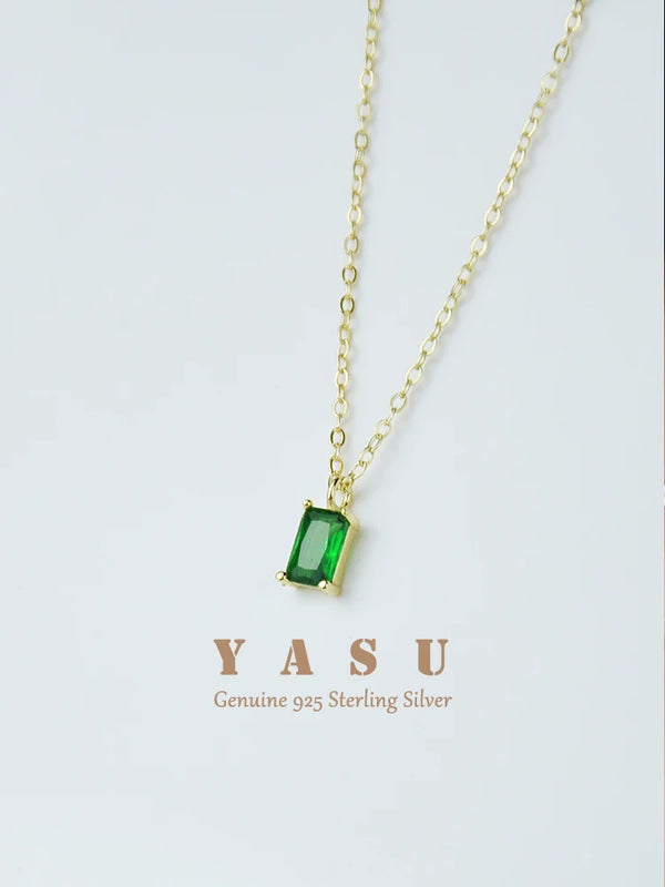 Yasu 925 Silver Emerald Bracelet 14K Plated Chain for Women