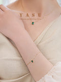 Yasu 925 Silver Rectangle Emerald Bracelet 14K Plated Chain