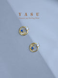 Yasu 925 Silver Sapphire Earrings Moonship Studs Sparkling Wedding Jewelry