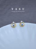 Yasu 925 Silver Sapphire Earrings Moonship Studs Sparkling Wedding Jewelry