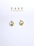 Yasu 925 Silver Sapphire Earrings Moonship Studs Sparkling Wedding Jewelry