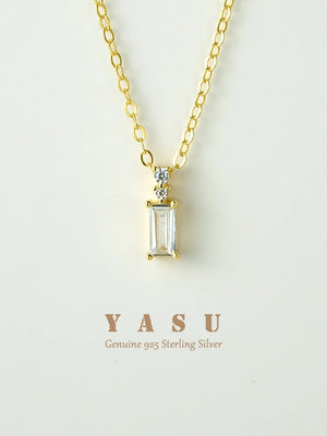 Yasu 925 Silver Rectangle Pendant Necklace for Women