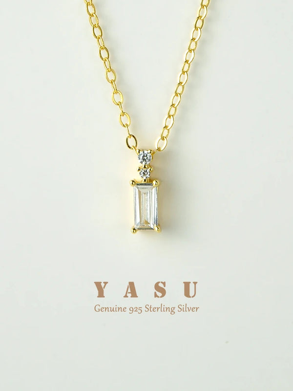 Yasu 925 Silver Rectangle Pendant Necklace for Women