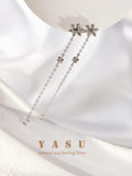 Yasu 925 Silver Zircon Snowflake Tassel Earrings - Wedding Jewelry