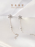 Yasu 925 Silver Zircon Snowflake Tassel Earrings - Wedding Jewelry