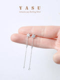 Yasu 925 Silver Zircon Snowflake Tassel Earrings - Wedding Jewelry
