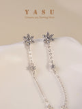 Yasu 925 Silver Zircon Snowflake Tassel Earrings - Wedding Jewelry