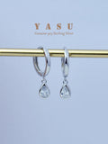 Yasu 925 Sterling Silver Small Diamond Drop Water Earrings Hoops For Women