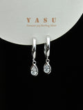 Yasu 925 Sterling Silver Small Diamond Drop Water Earrings Hoops For Women