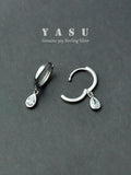 Yasu 925 Sterling Silver Small Diamond Drop Water Earrings Hoops For Women