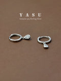 Yasu 925 Sterling Silver Small Diamond Drop Water Earrings Hoops For Women