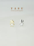 Yasu 925 Silver Star Stud Earrings Zirconia Party Jewelry