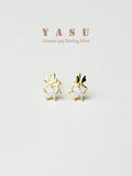 Yasu 925 Silver Star Stud Earrings Zirconia Party Jewelry