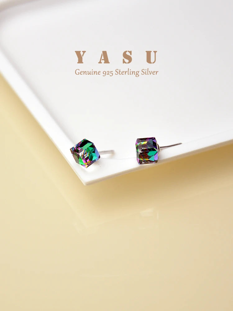 Yasu Colorful Crystal Stud Earrings For Women