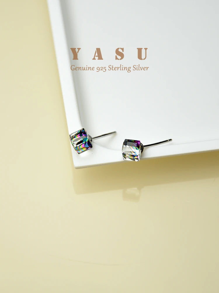 Yasu Colorful Crystal Stud Earrings For Women