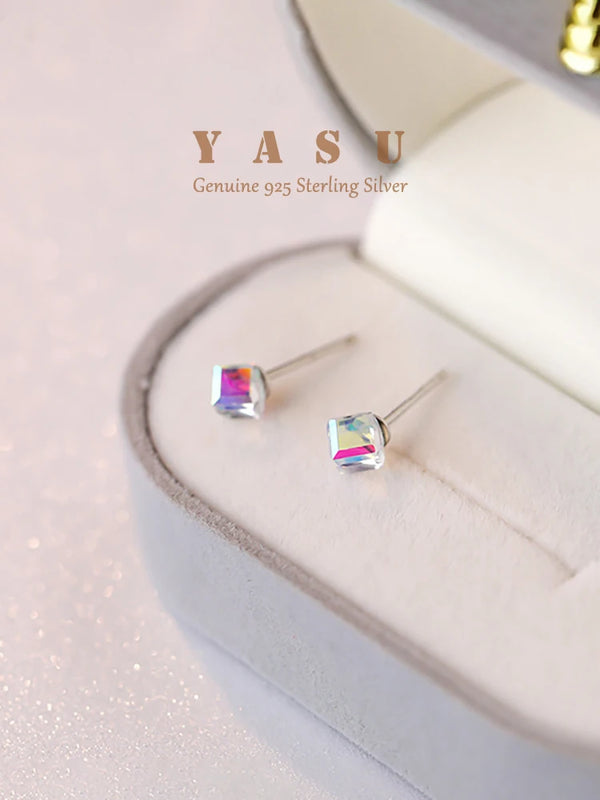 Yasu Colorful Crystal Stud Earrings For Women