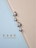 Yasu 925 Silver Hollow Flower Stud Earrings Crystals Wedding Jewelry