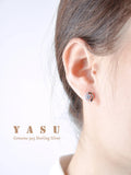 Yasu 925 Silver Hollow Flower Stud Earrings Crystals Wedding Jewelry