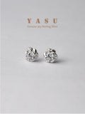 Yasu 925 Silver Hollow Flower Stud Earrings Crystals Wedding Jewelry