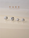 Yasu 925 Silver Hollow Flower Stud Earrings Crystals Wedding Jewelry