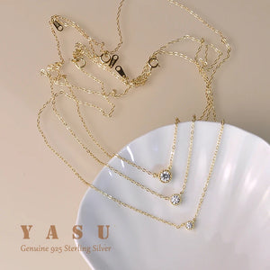 Yasu 925 Sterling Silver Diamond Pendant Necklace