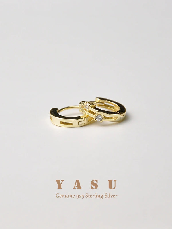 Yasu Sterling Silver Crystal Mini Round Earrings Classic Goddess Jewelry
