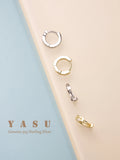 Yasu Sterling Silver Crystal Mini Round Earrings Classic Goddess Jewelry