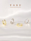 Yasu Sterling Silver Crystal Mini Round Earrings Classic Goddess Jewelry