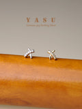 Yasu Sterling Silver 925 Diamond Cross Letter X Stud Earrings For Women