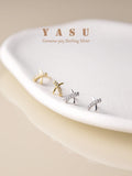 Yasu Sterling Silver 925 Diamond Cross Letter X Stud Earrings For Women